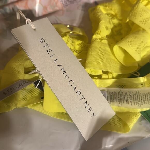 STELLA MCCARTNEY Neon stretch-lace triangle bra Bright yellow L - Picture 6 of 6